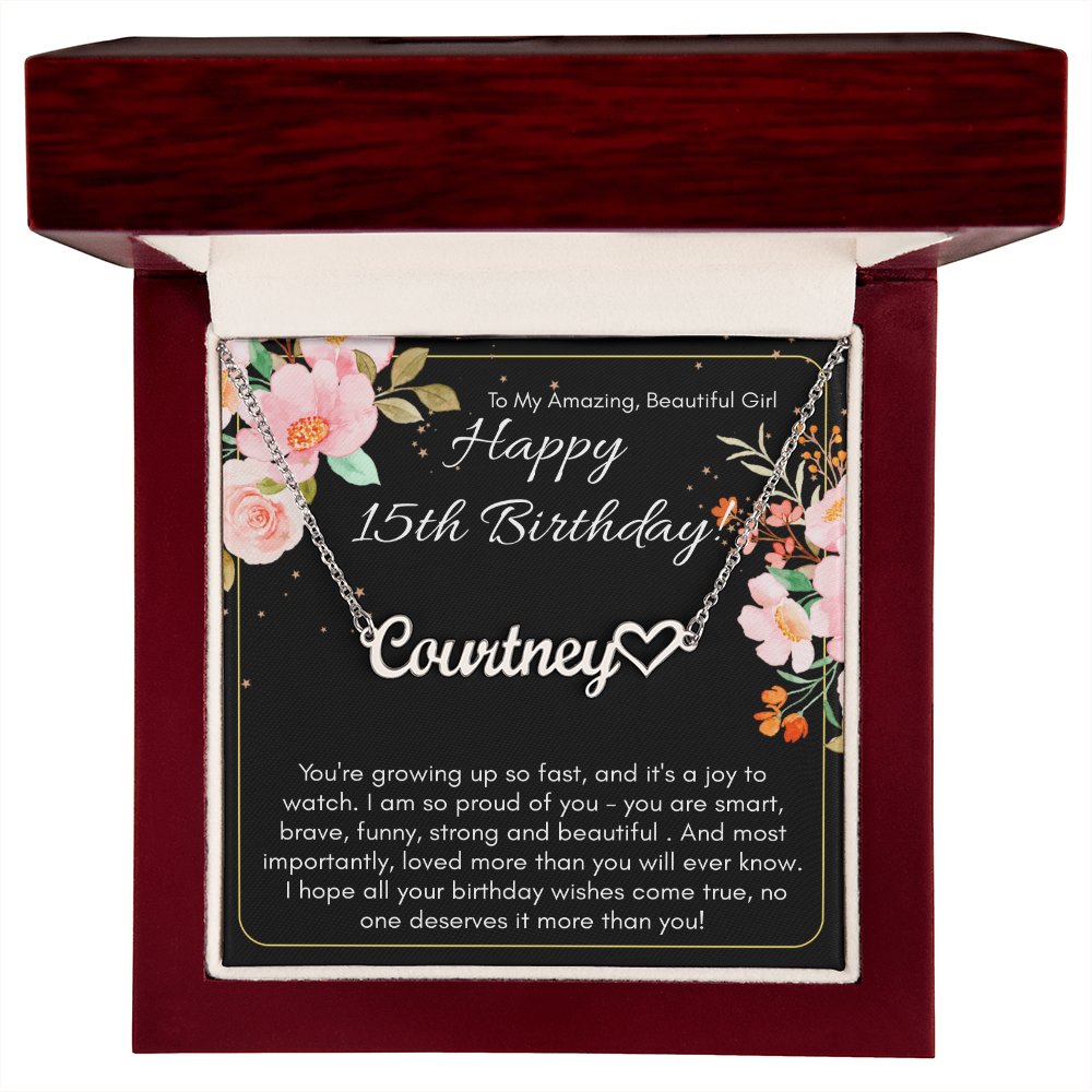 Personalized Name Necklace For A Girls 15th Birthday