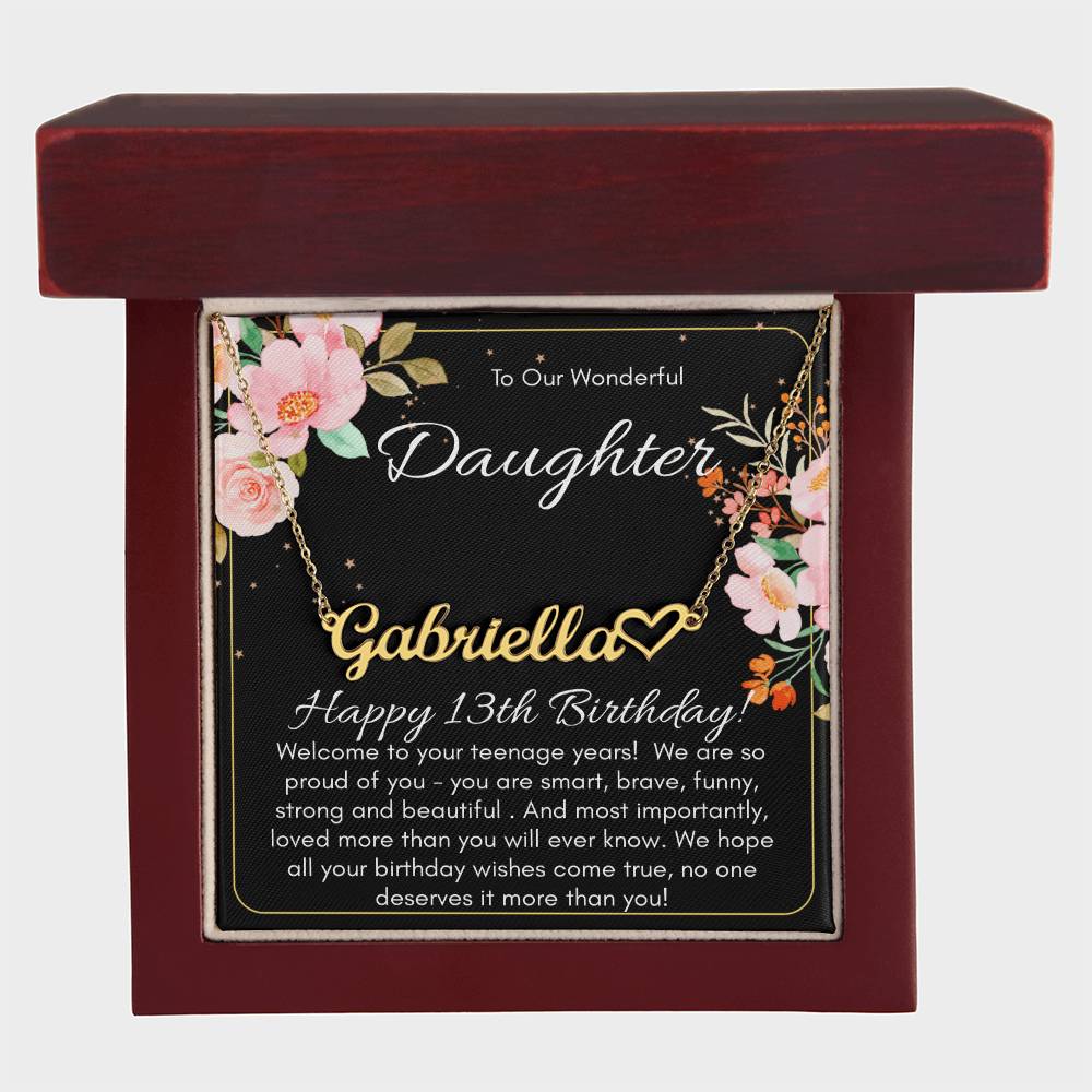 Personalized Name Necklace For A Daughters 13th Birthday