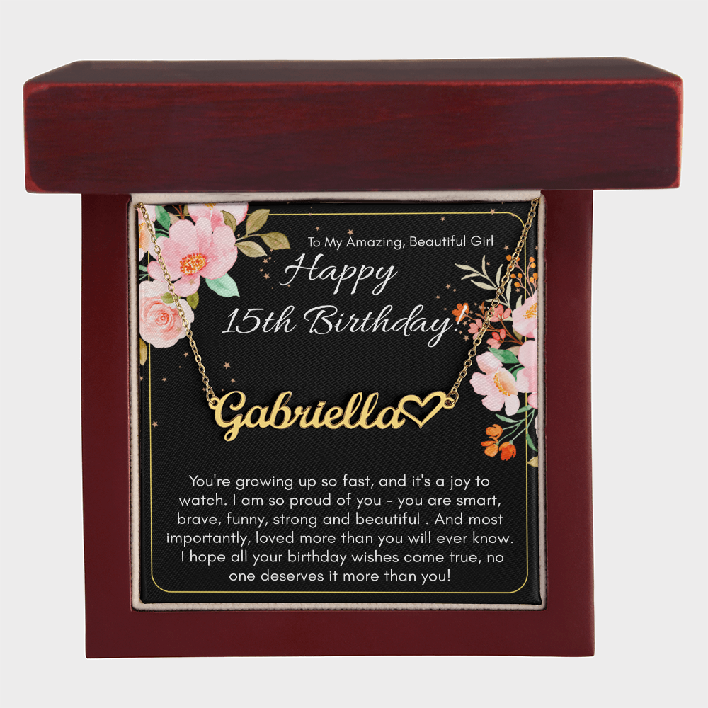Personalized Name Necklace For A Girls 15th Birthday