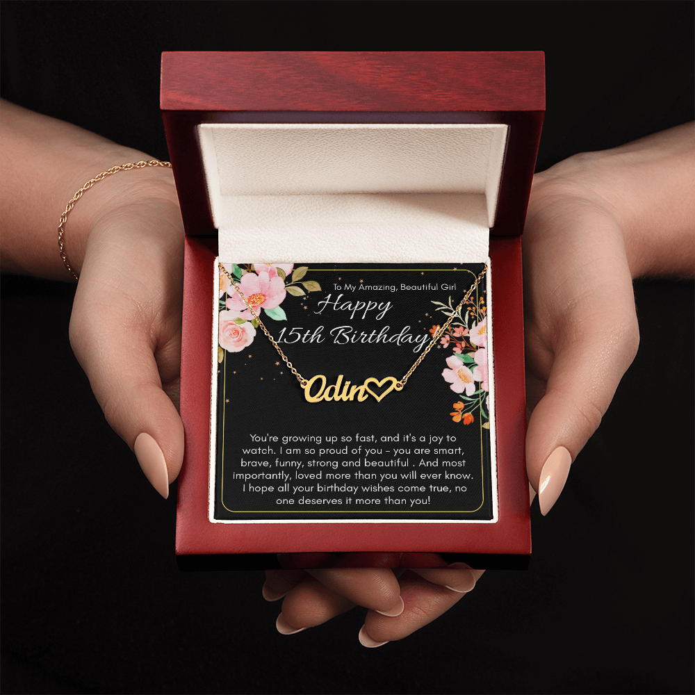 Personalized Name Necklace For A Girls 15th Birthday