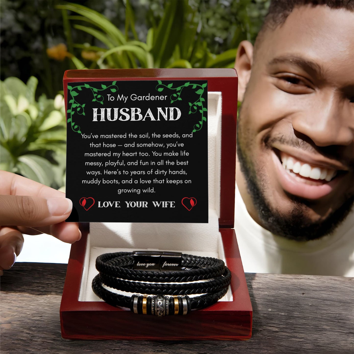 Men's Bracelet Gift for Gardener Husband - Love That Keeps on Growing