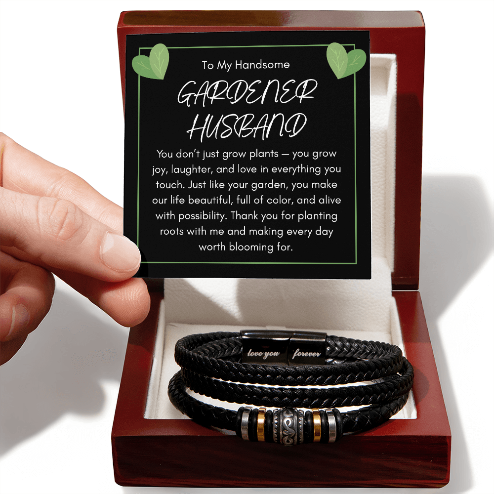 Men's Bracelet Gift for Handsome Gardener Husband - A Love That Blooms Forever