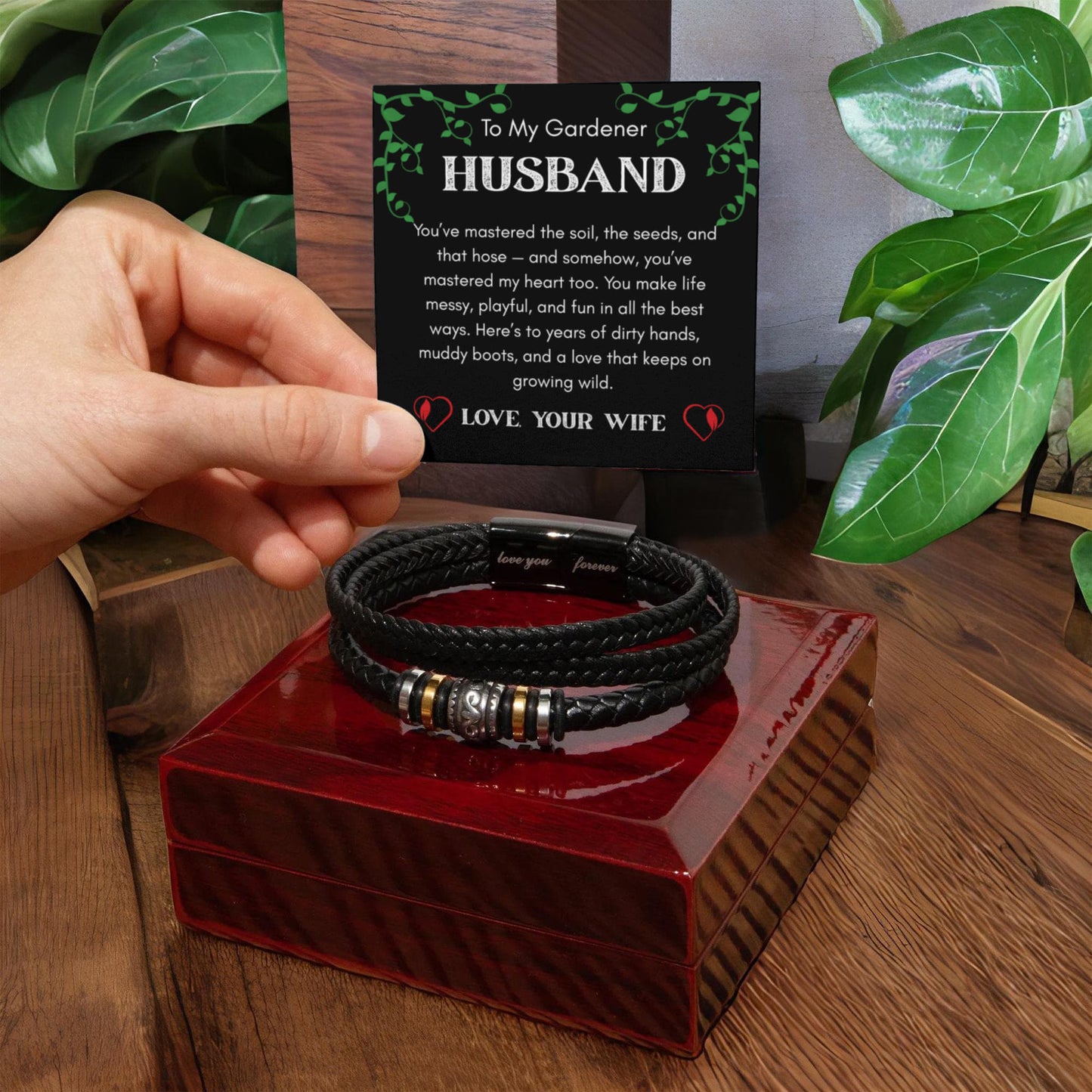 Men's Bracelet Gift for Gardener Husband - Love That Keeps on Growing
