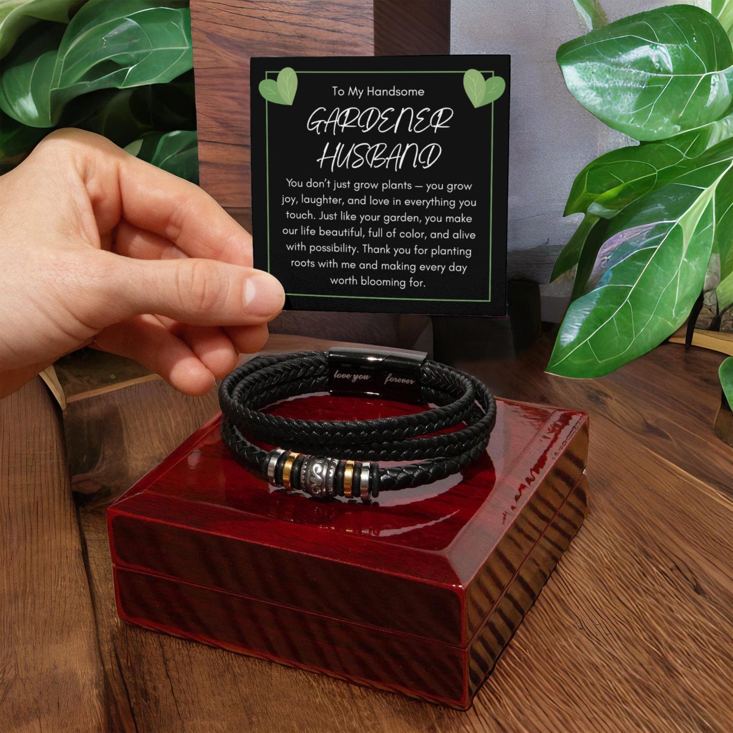 Men's Bracelet Gift for Handsome Gardener Husband - A Love That Blooms Forever