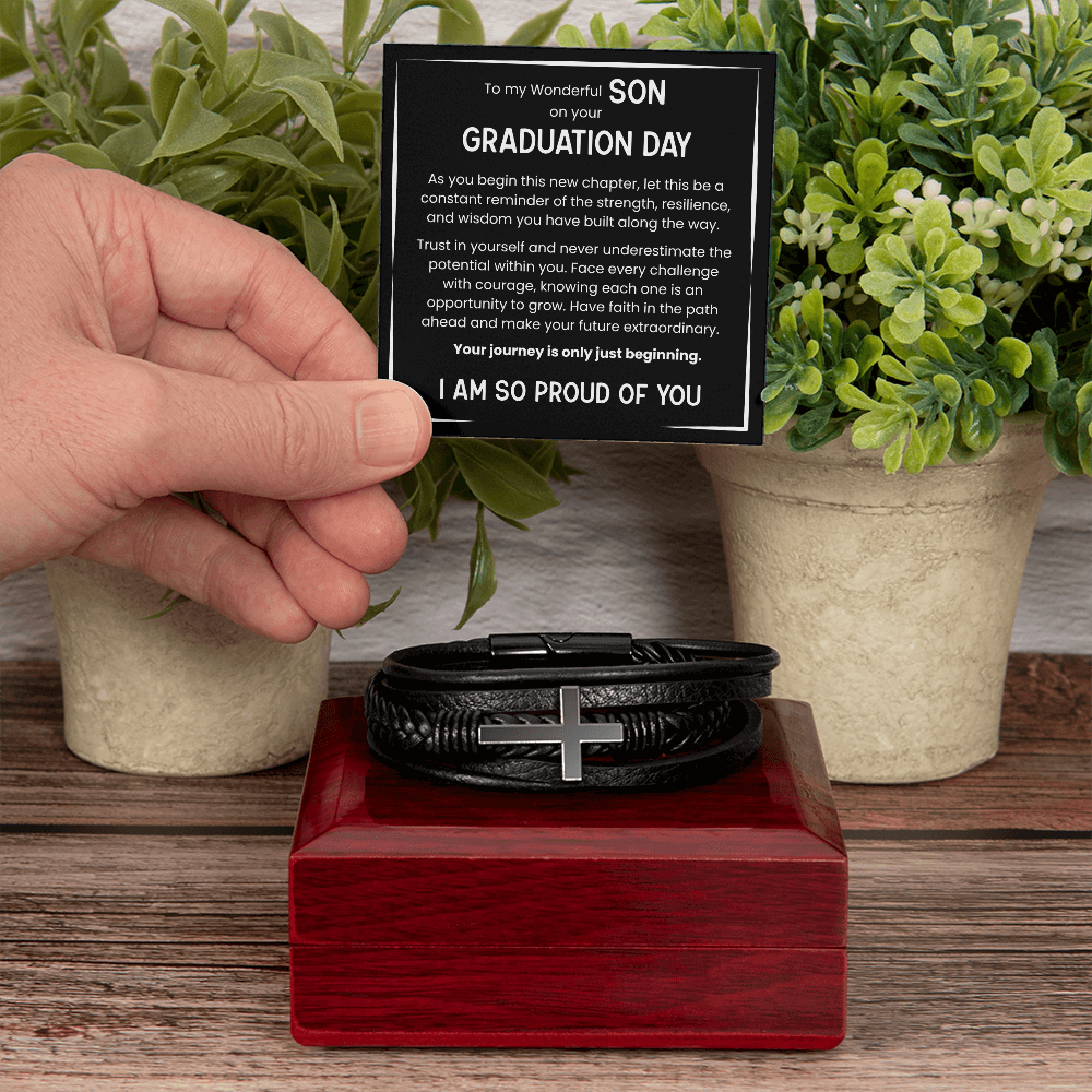 To My Wonderful Son Graduation Cross Bracelet