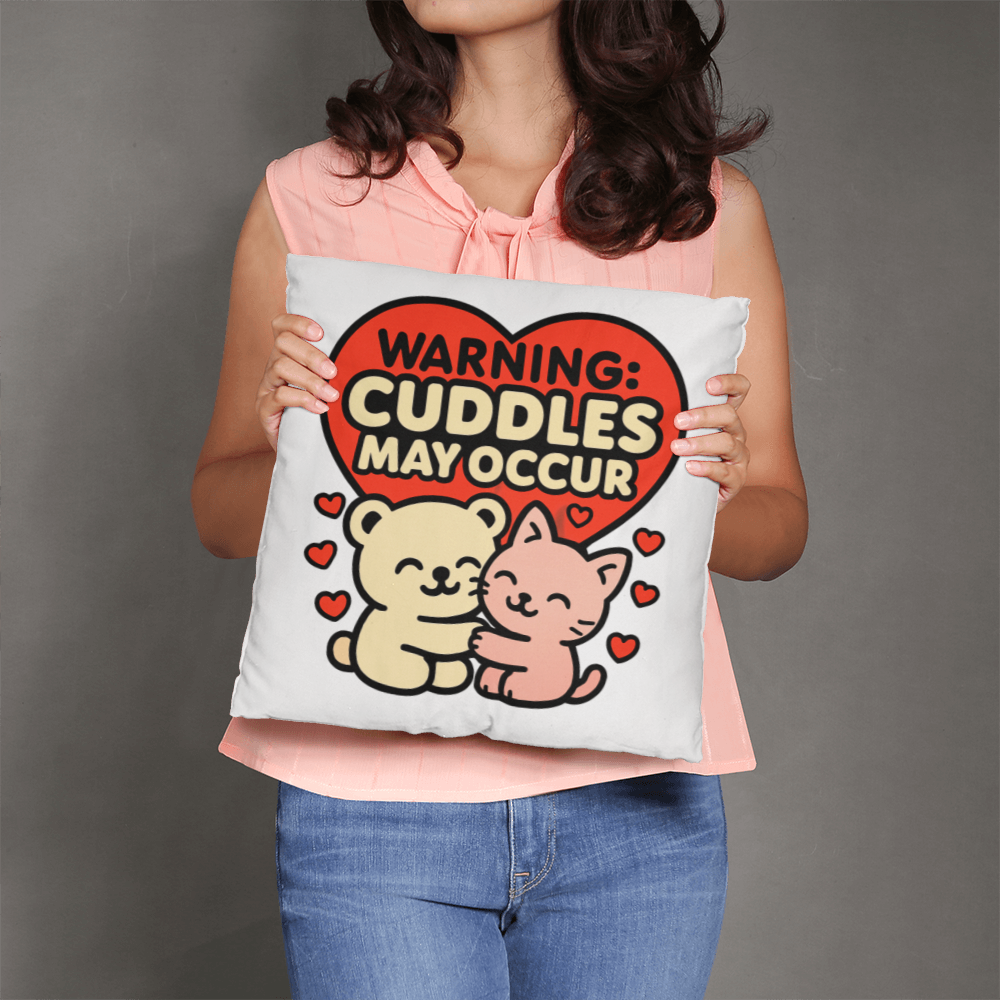 Warning! Cuddles May Occur Pillow
