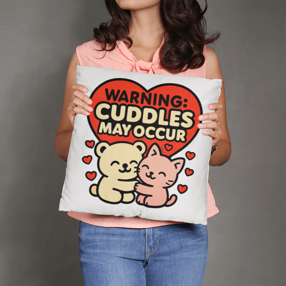 Warning! Cuddles May Occur Pillow