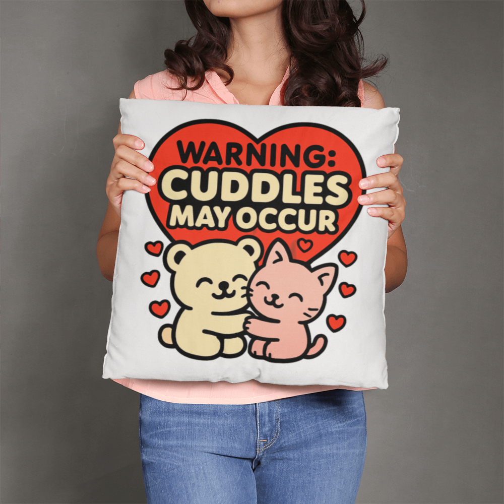 Warning! Cuddles May Occur Pillow