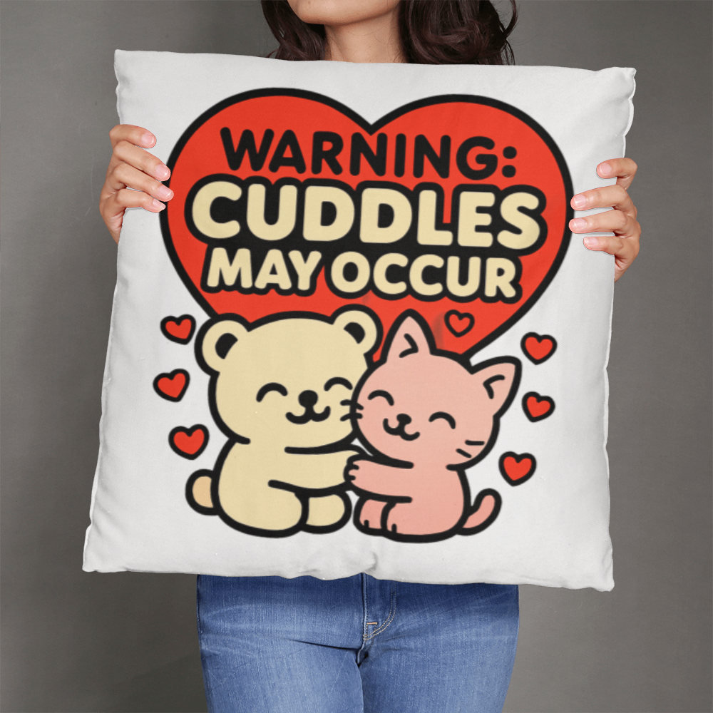 Warning! Cuddles May Occur Pillow