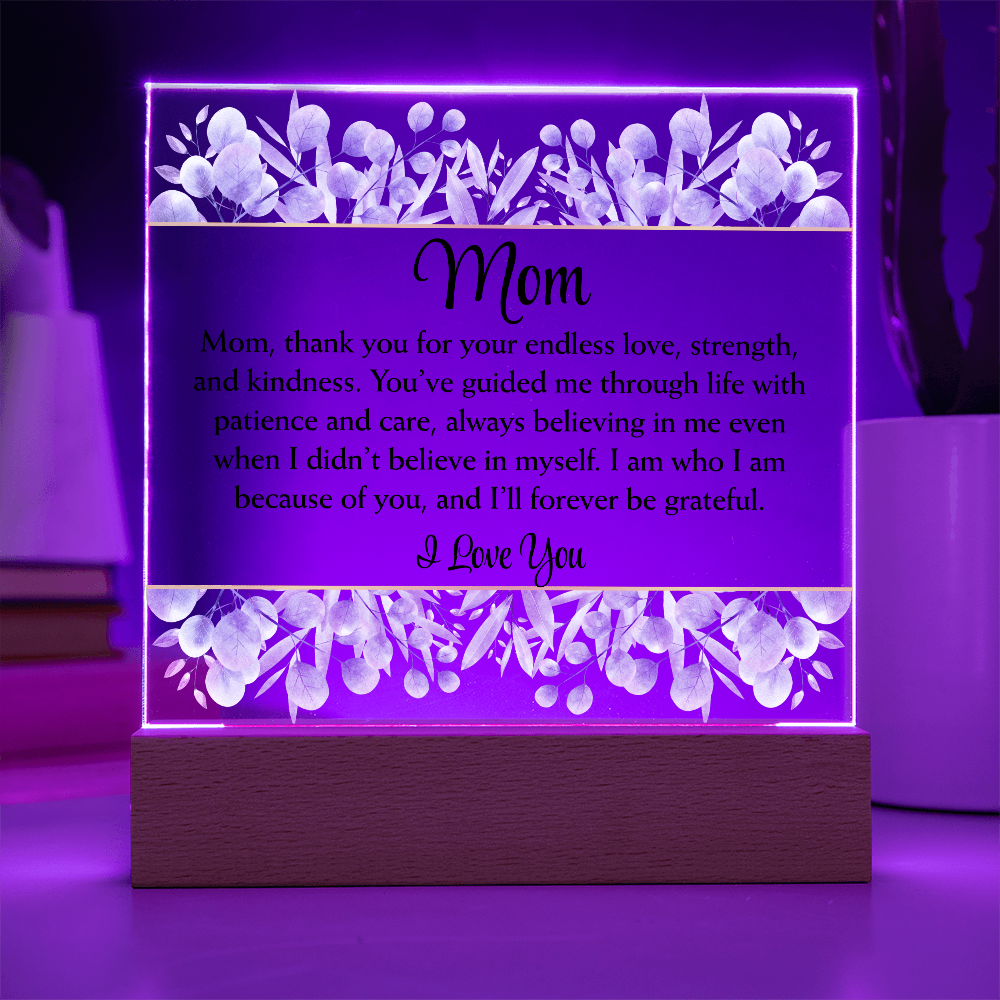 Mom Thank You for Your Endless Love Floral Light Up Acrylic Plaque