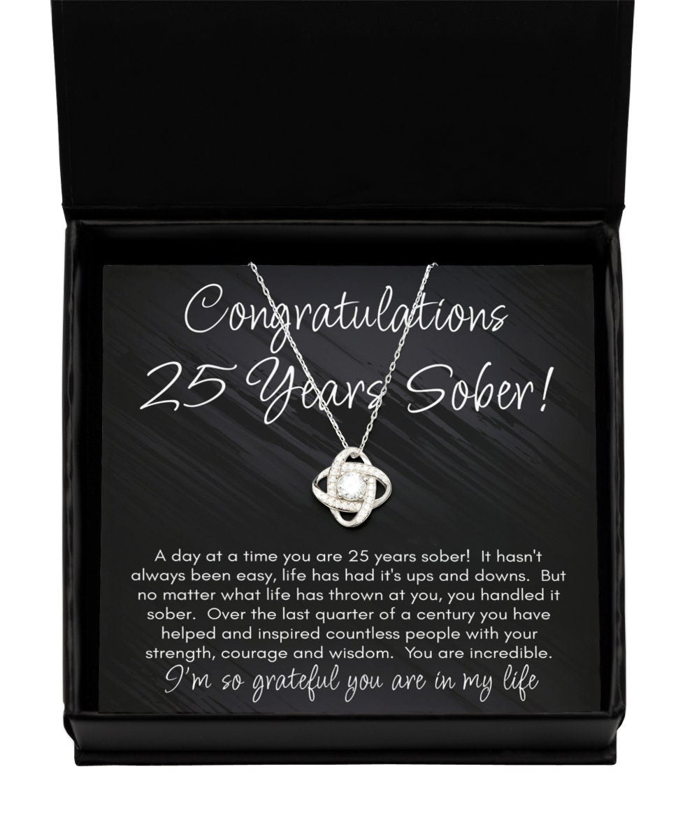 25 Years Sober Necklace, 25 Years Sobriety Gift