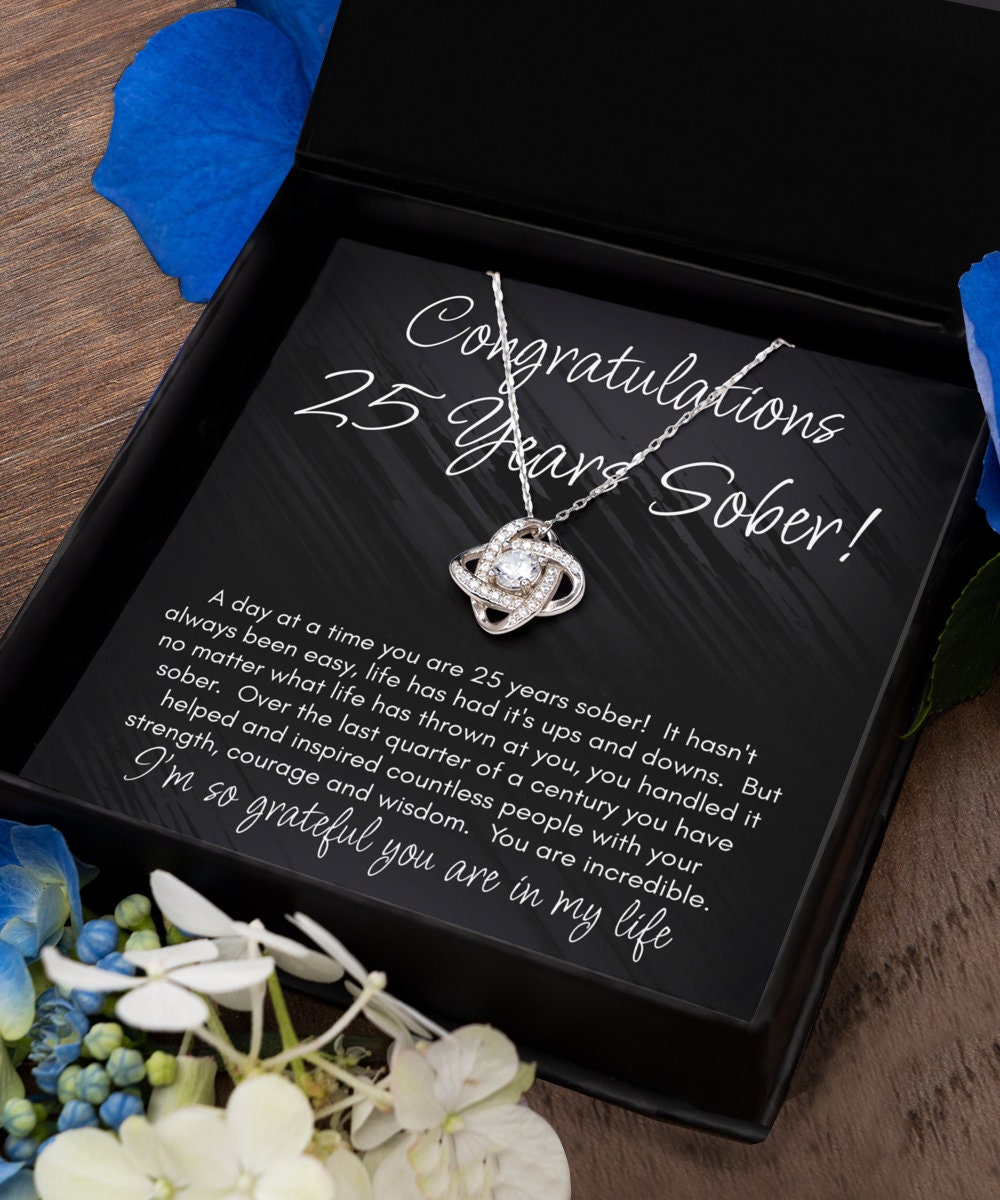 25 Years Sober Necklace, 25 Years Sobriety Gift