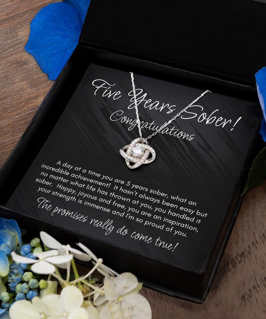 5 Years Sober Necklace, Congratulations On Five Years Sobriety Gift