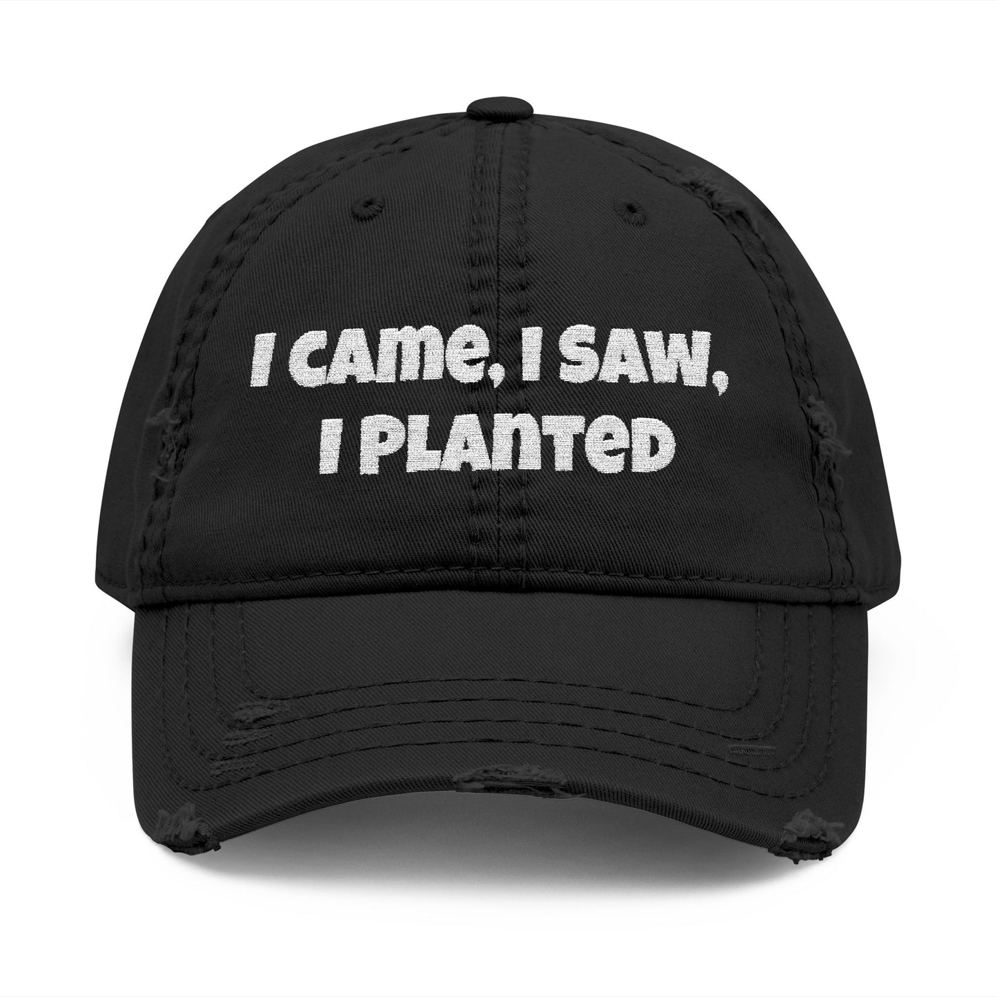 🌱 “I Came, I Saw, I Planted” Distressed Dad Cap – Gardener’s Essential