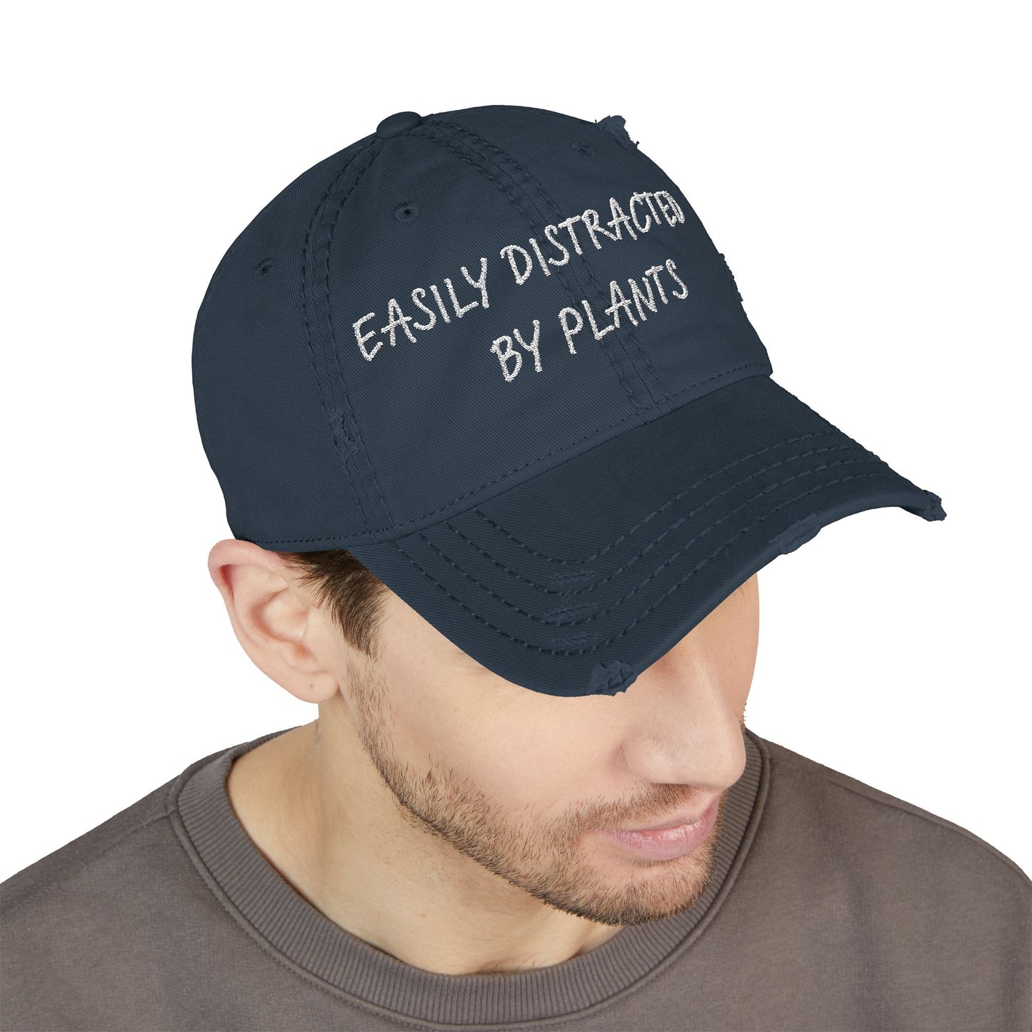 Easily Distracted by Plants Cap, Embroidered, Distressed Hate