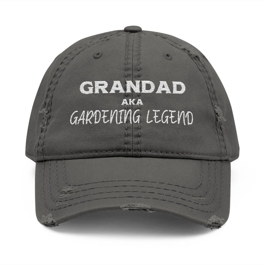 Grandad Aka Gardening Legend Dad Cap, Distressed Embroidered Hat