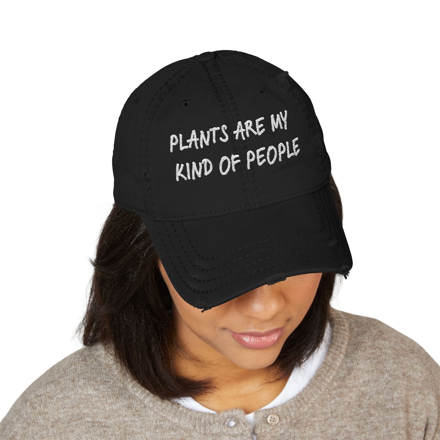 Plants Are My Kind of People Distressed Dad Cap, Embroidered for Plant Lovers