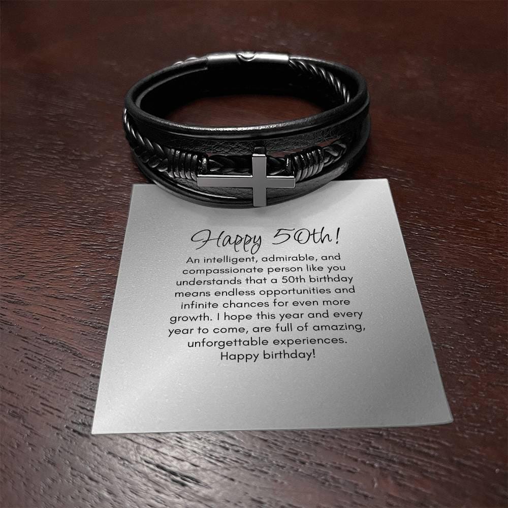 Happy 50th Birthday Bracelet Gift For Him