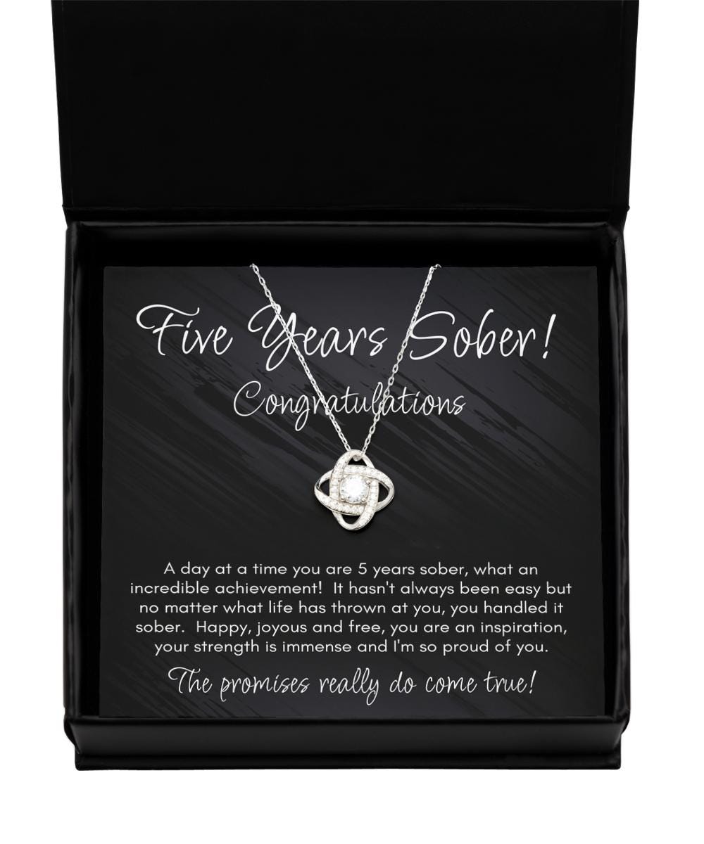 5 Years Sober Necklace, Congratulations On Five Years Sobriety Gift
