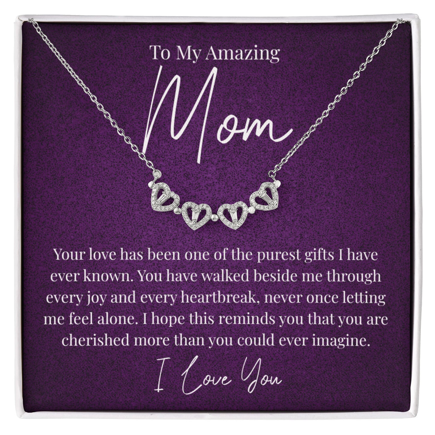 To My Amazing Mom – Magnetic Hearts Lucky Clover Necklace