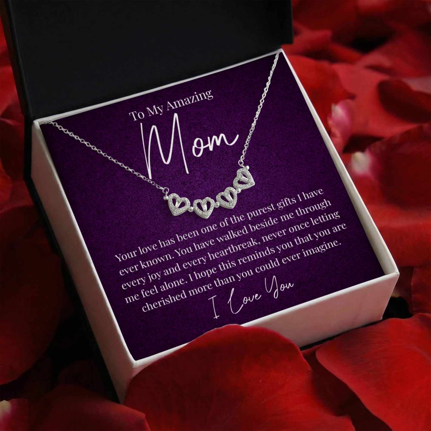 To My Amazing Mom – Magnetic Hearts Lucky Clover Necklace