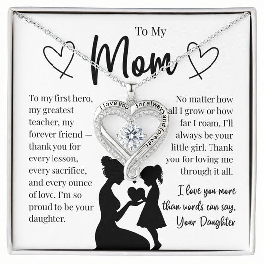 To My Mom – "I'll Always Be Your Little Girl" Message Card Necklace
