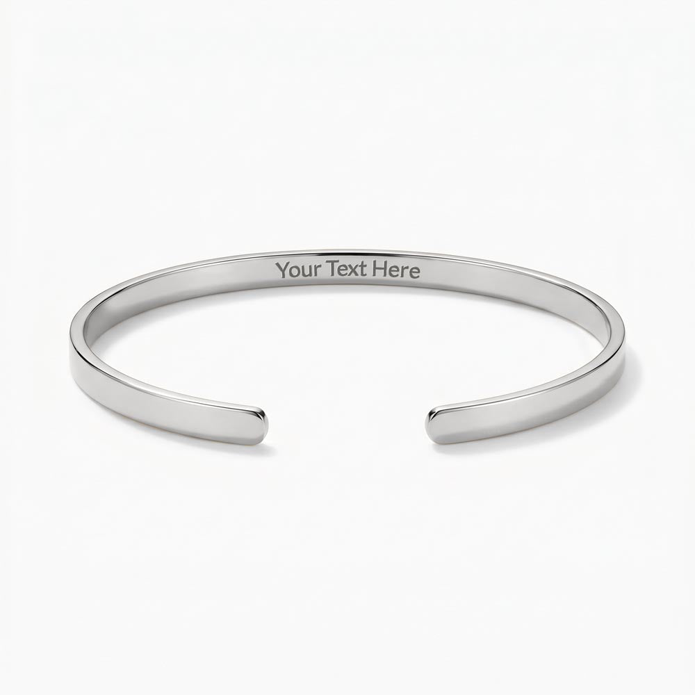 Personalised Bonus Dad Bracelet – Engraved Cuff Bracelet Gift for Step Dad