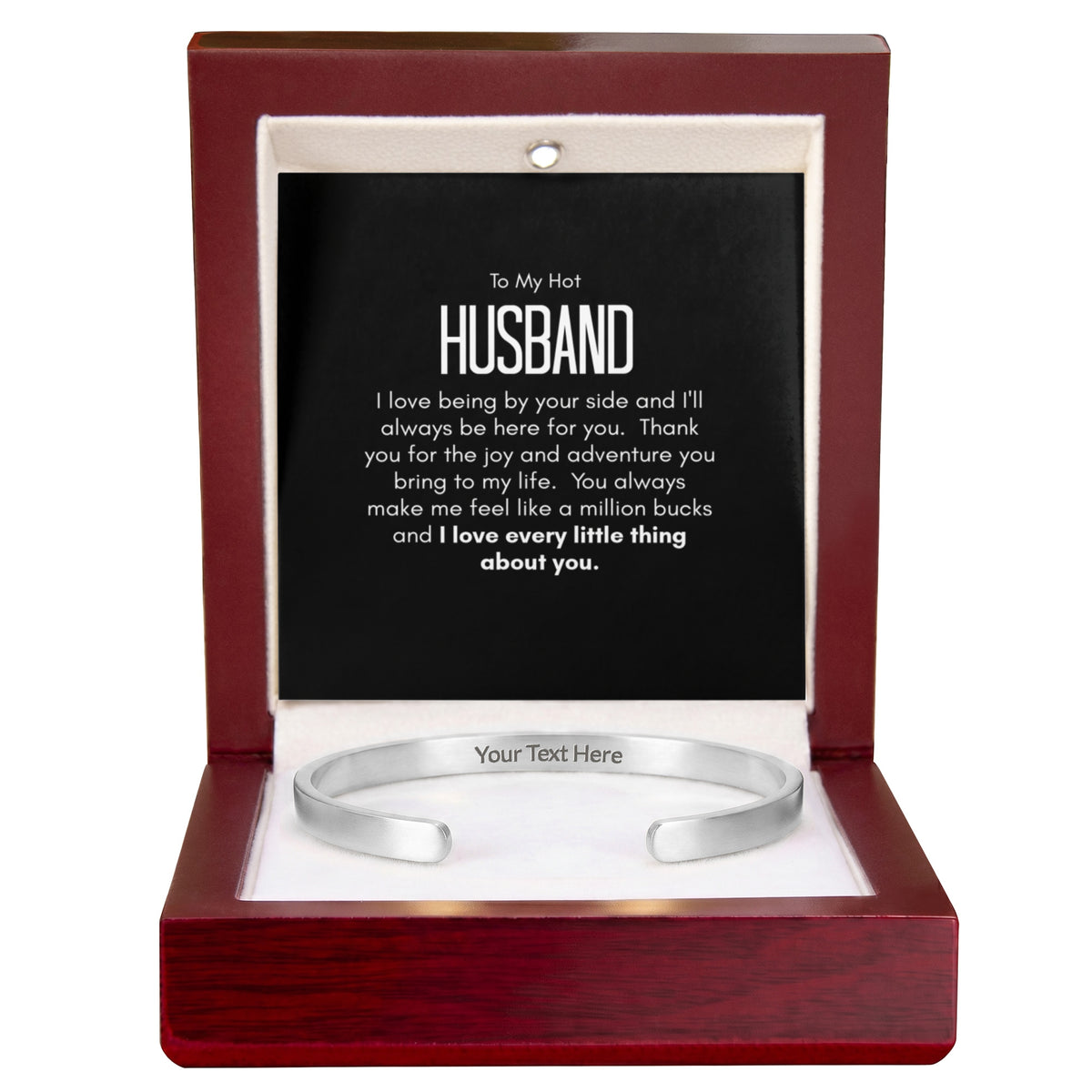 Personalised Bracelet for Husband – Engraved Cuff Bracelet Romantic Gift for Him