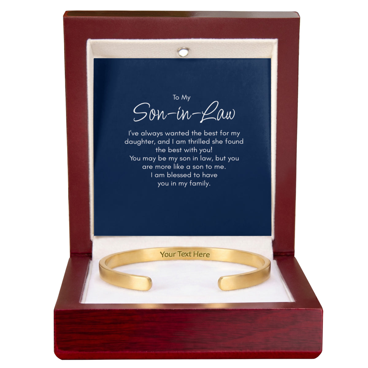 Personalised Son-in-Law Bracelet – Engraved Cuff Bracelet Gift for Him