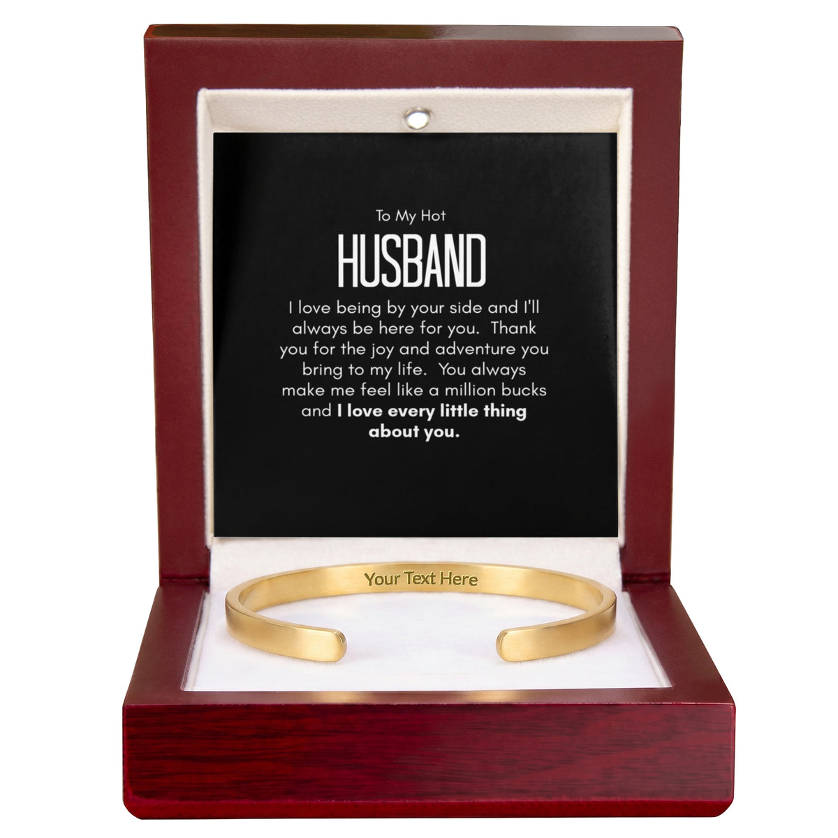 Personalised Bracelet for Husband – Engraved Cuff Bracelet Romantic Gift for Him