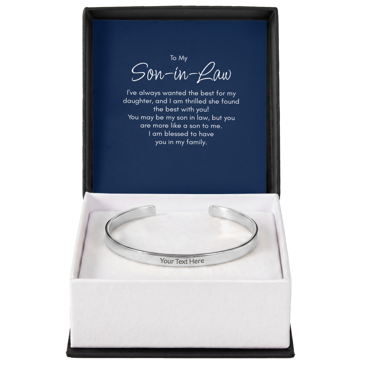 Personalised Son-in-Law Bracelet – Engraved Cuff Bracelet Gift for Him