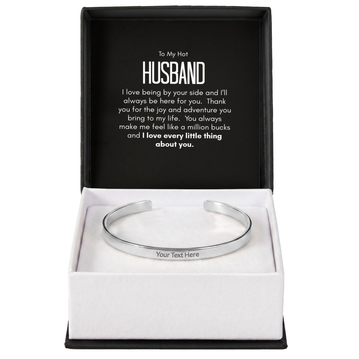 Personalised Bracelet for Husband – Engraved Cuff Bracelet Romantic Gift for Him