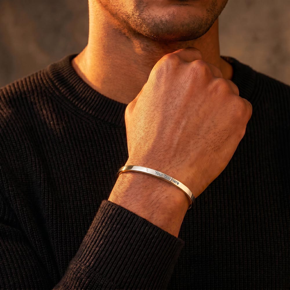 Personalised Step Son Bracelet – Engraved Cuff Bracelet Gift for Stepson