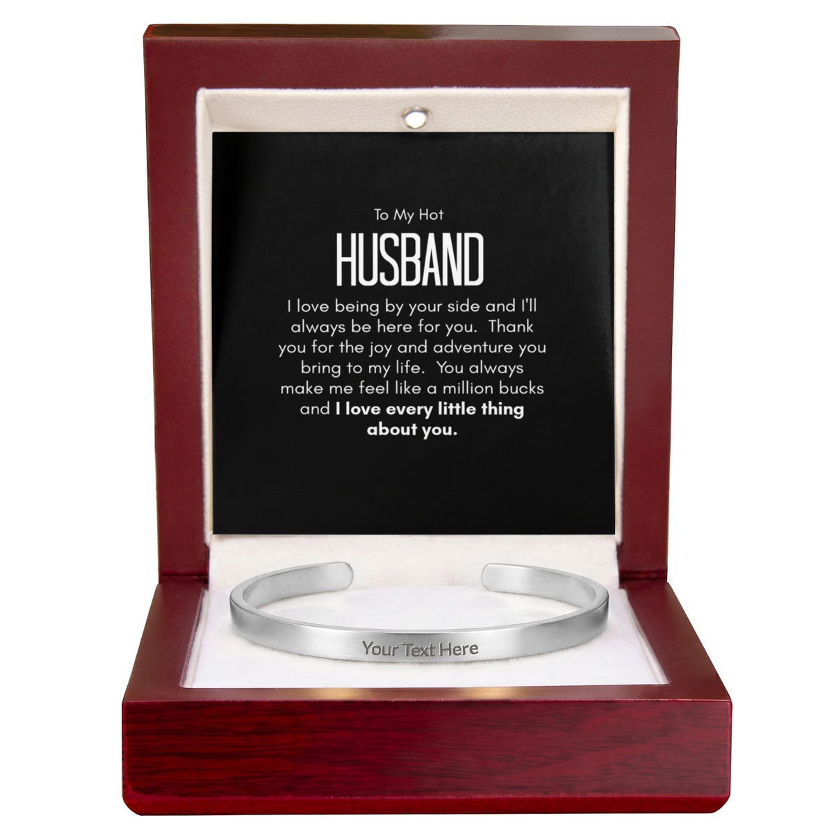 Personalised Bracelet for Husband – Engraved Cuff Bracelet Romantic Gift for Him