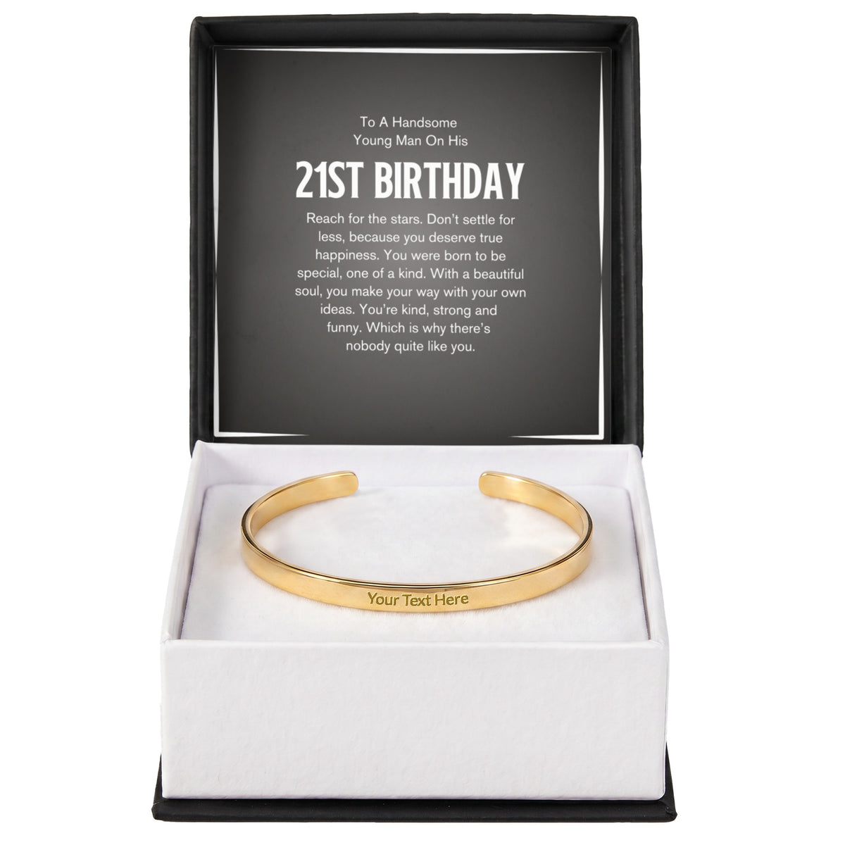 Personalised 21st Birthday Bracelet – Engraved Cuff Bracelet Gift for Him
