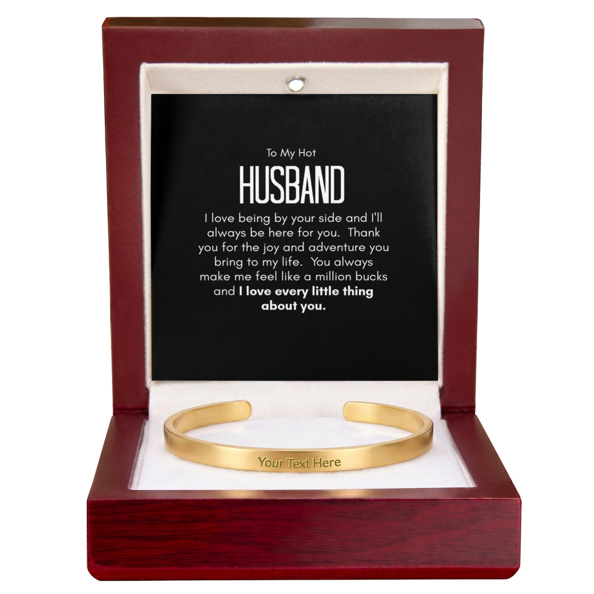 Personalised Bracelet for Husband – Engraved Cuff Bracelet Romantic Gift for Him