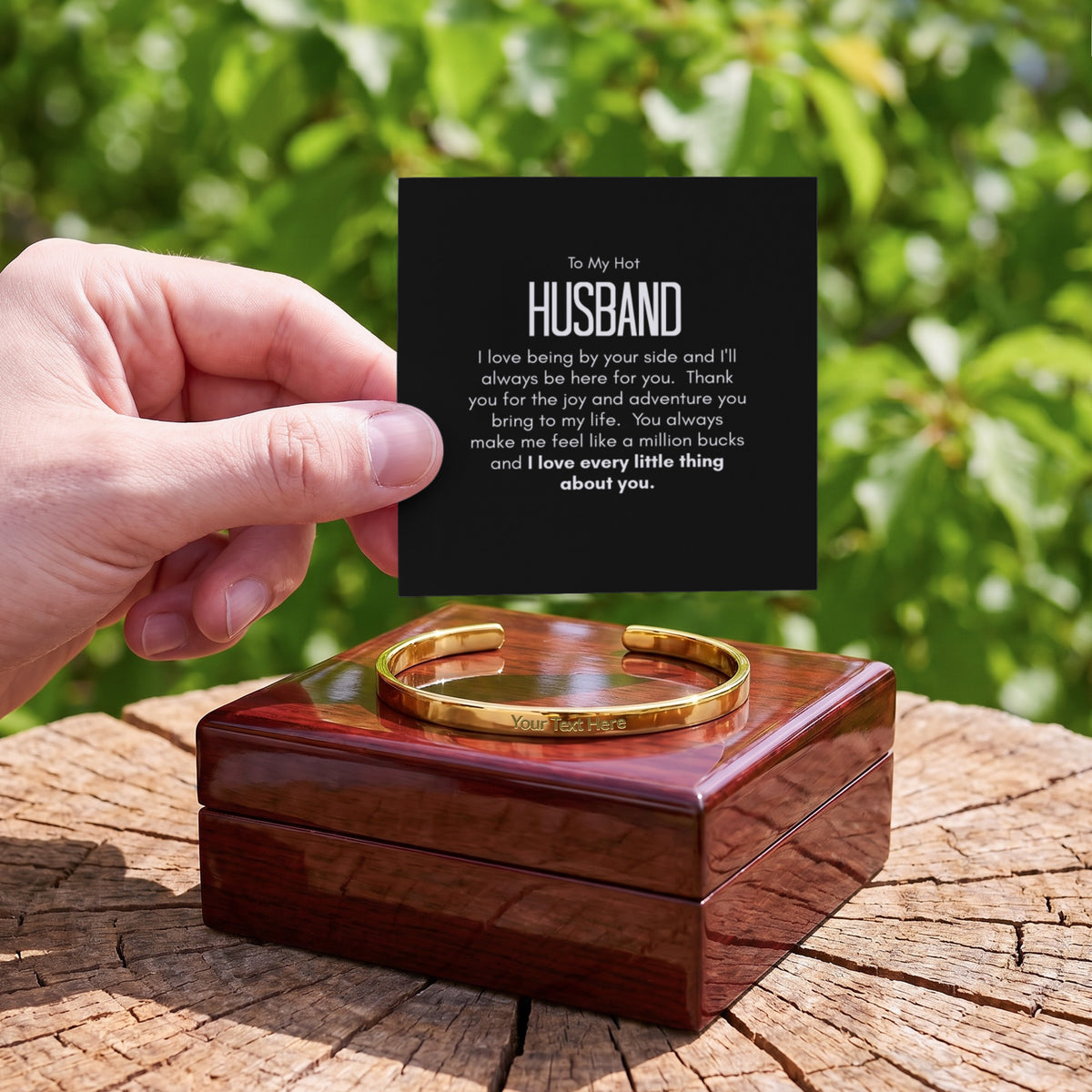 Personalised Bracelet for Husband – Engraved Cuff Bracelet Romantic Gift for Him