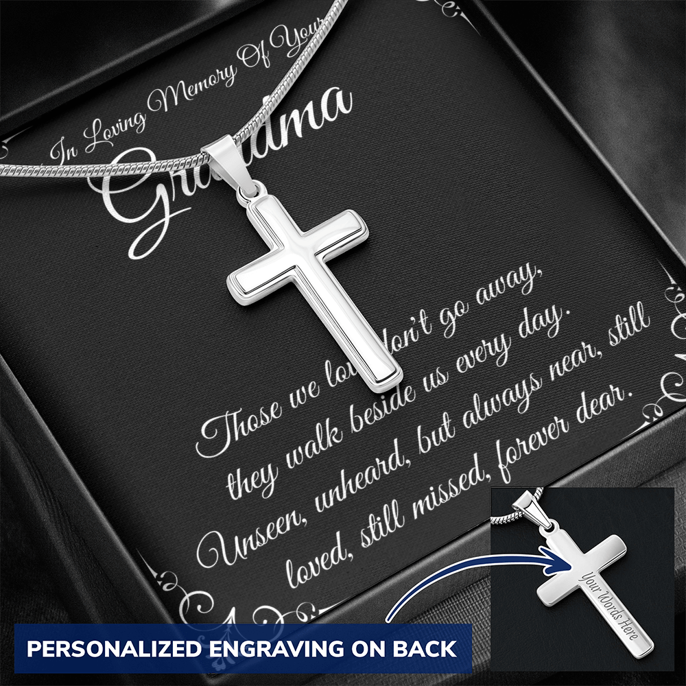 Grandma Memorial Cross Necklace, Engraved