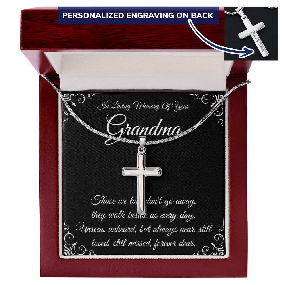 Grandma Memorial Cross Necklace, Engraved