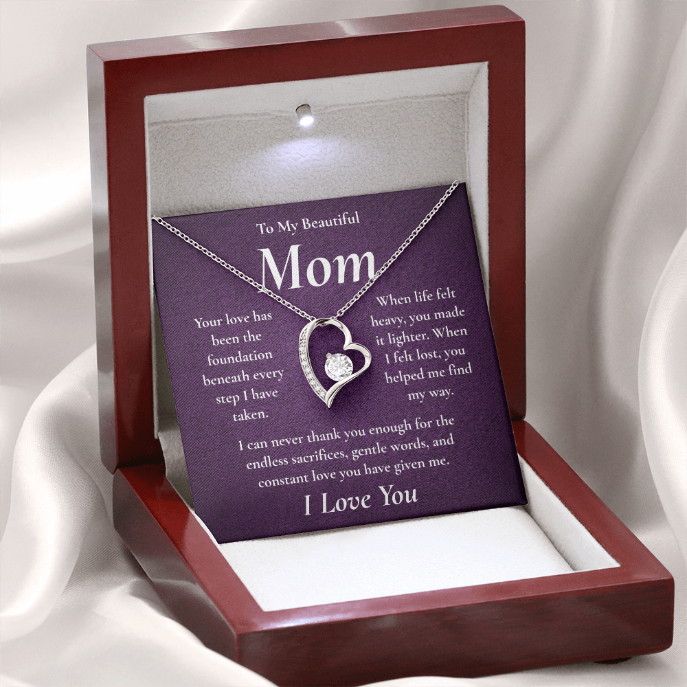 To My Beautiful Mom – Forever Love Heart Necklace
