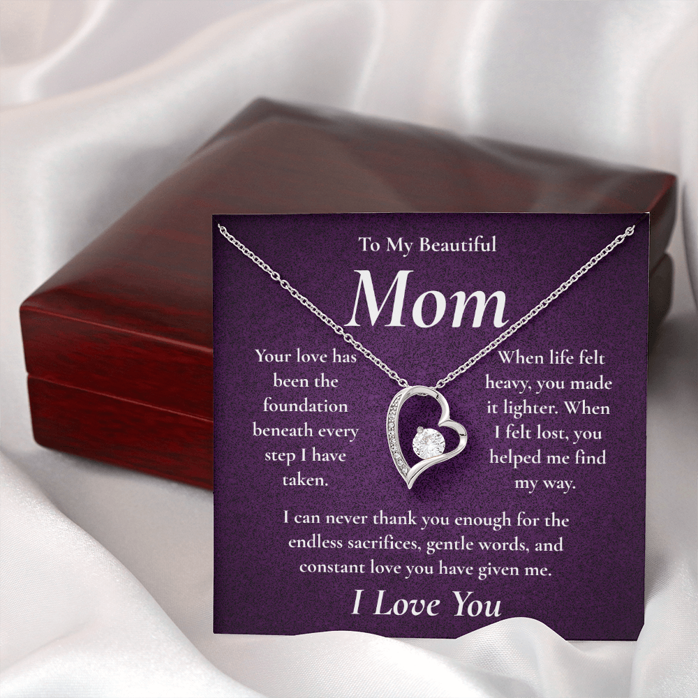 To My Beautiful Mom – Forever Love Heart Necklace