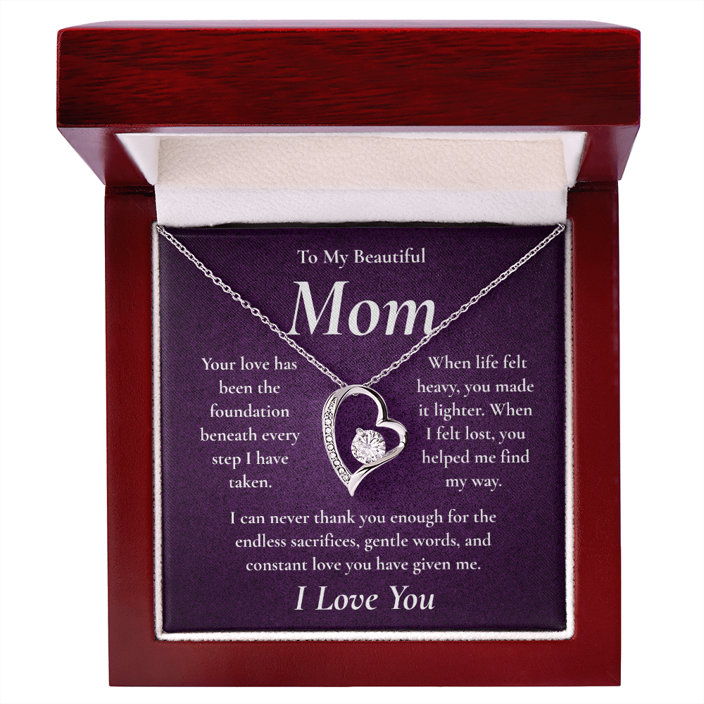 To My Beautiful Mom – Forever Love Heart Necklace