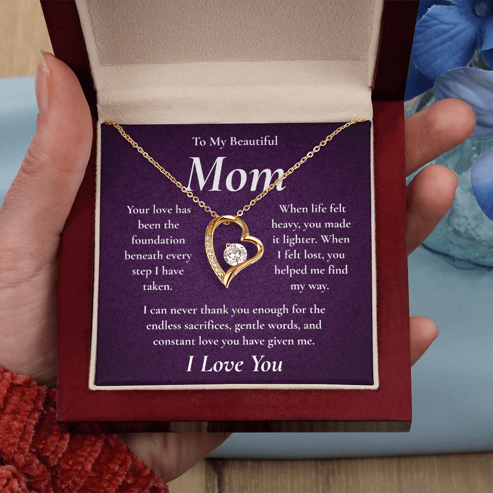 To My Beautiful Mom – Forever Love Heart Necklace
