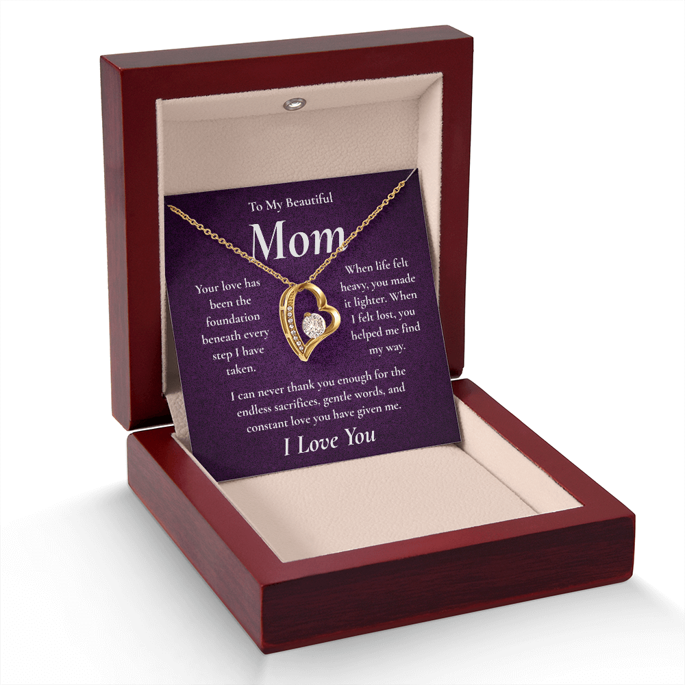 To My Beautiful Mom – Forever Love Heart Necklace