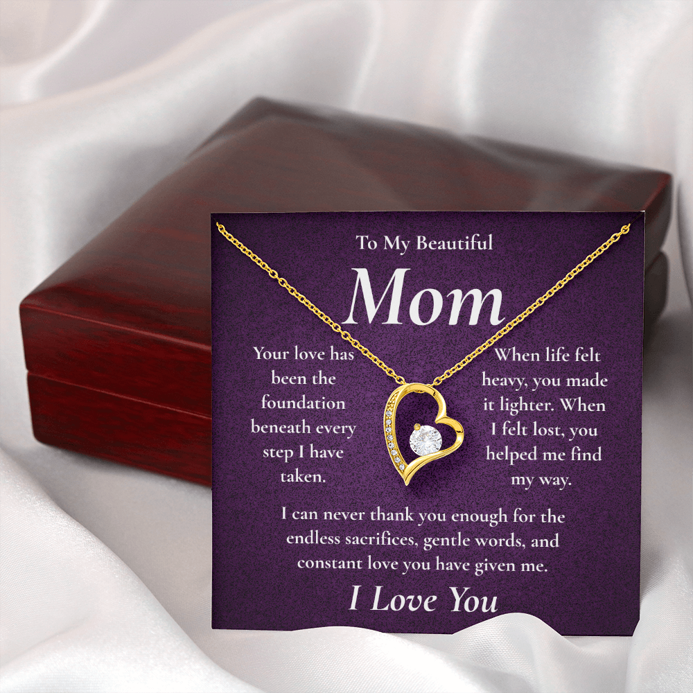 To My Beautiful Mom – Forever Love Heart Necklace