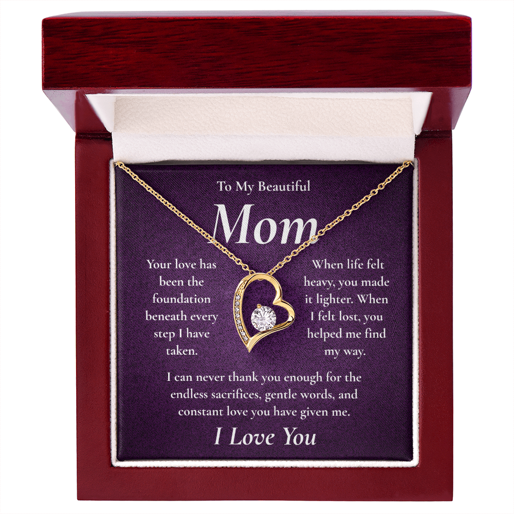 To My Beautiful Mom – Forever Love Heart Necklace