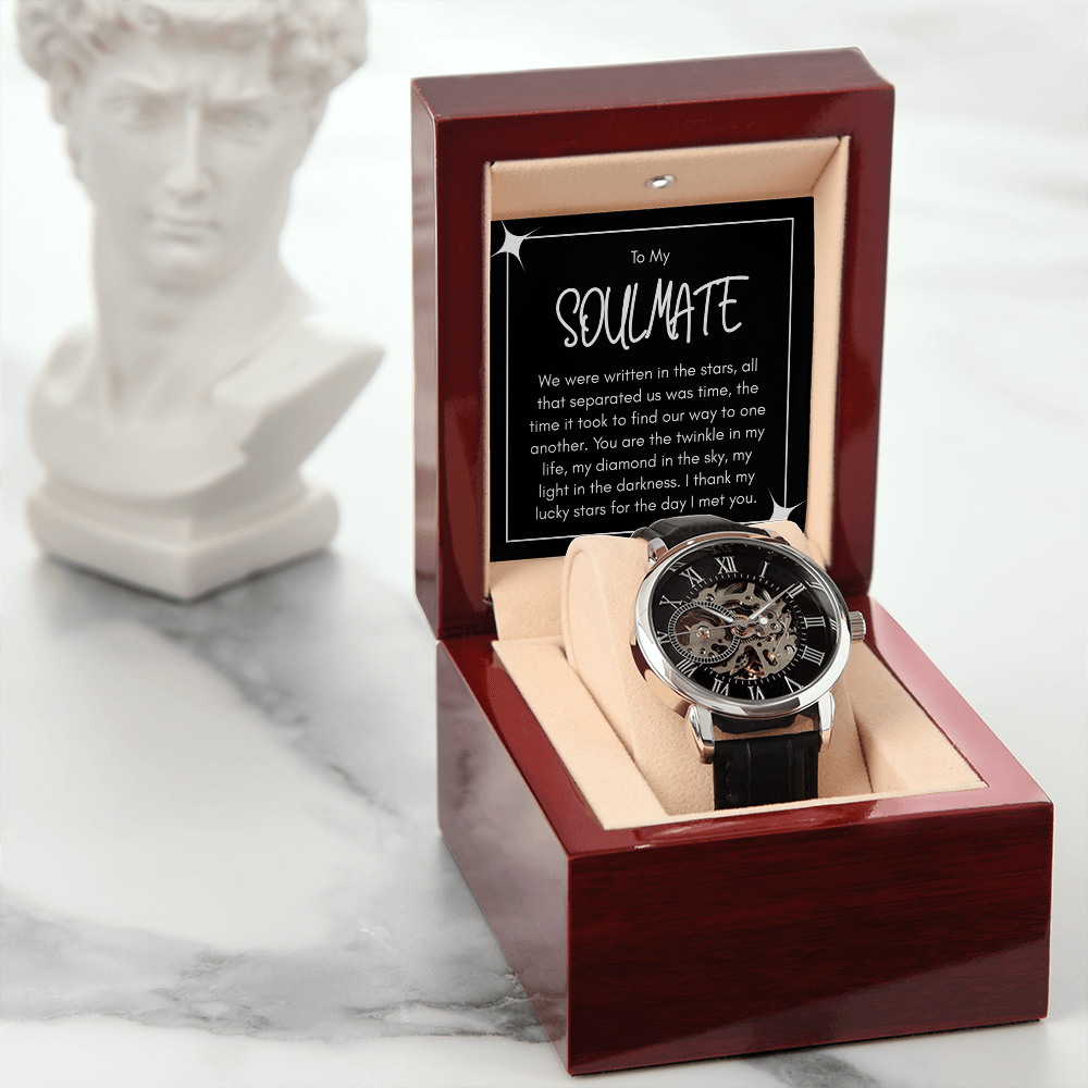 Luxury Openwork Watch for Your Soulmate - A Timeless Gift of Love in a Mahogany Box