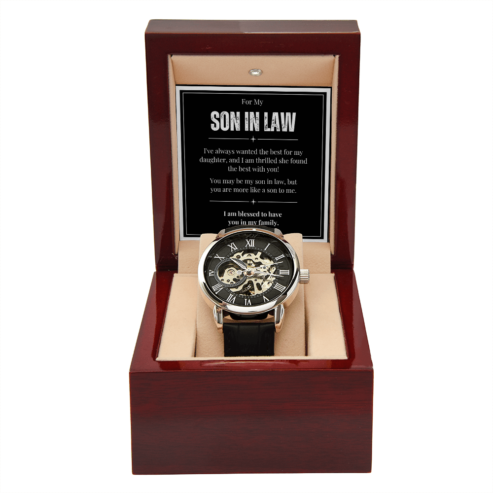 A Meaningful Gift for A Son-In-Law Who Became Family, Luxury Open Work Watch, Ideal Wedding Gift!