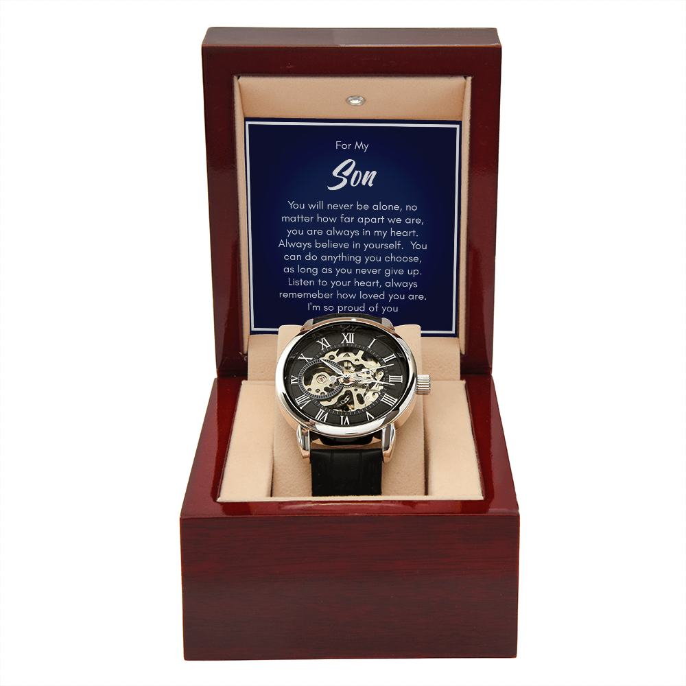 To My Son - Always in My Heart Luxury Openwork Watch
