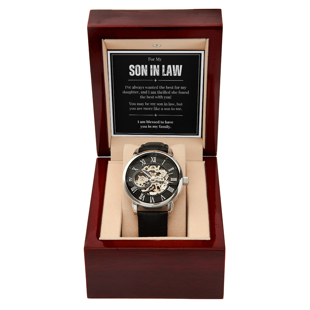 A Meaningful Gift for A Son-In-Law Who Became Family, Luxury Open Work Watch, Ideal Wedding Gift!
